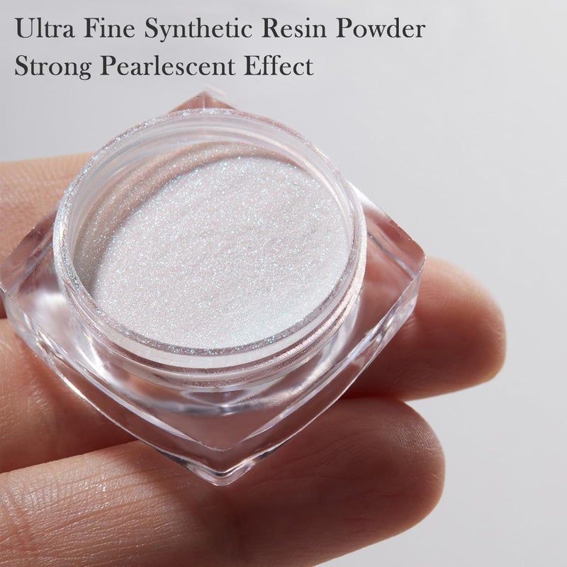 Pretty Diva Glazed Donut Nail Chrome Powder - White Pearl Chrome Nail Powder Magic White Chrome Powder for Nails, High Gloss Pearlescent Chrome Nail Powder for DIY Nail Art. - Image 4